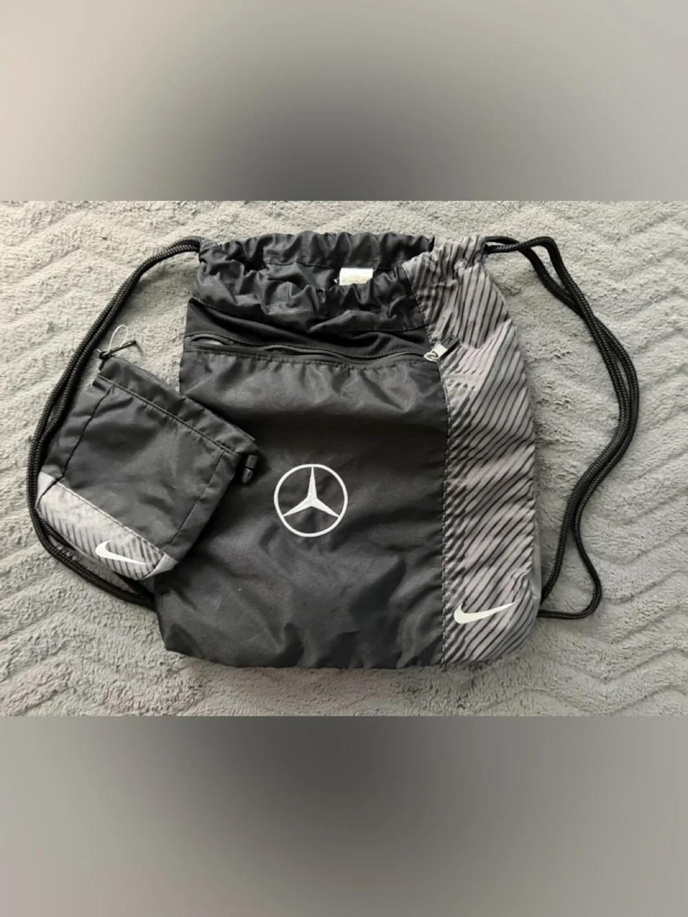 mercedes nike backpack DNA Black or casual wear Nike Black and Gray Drawstring